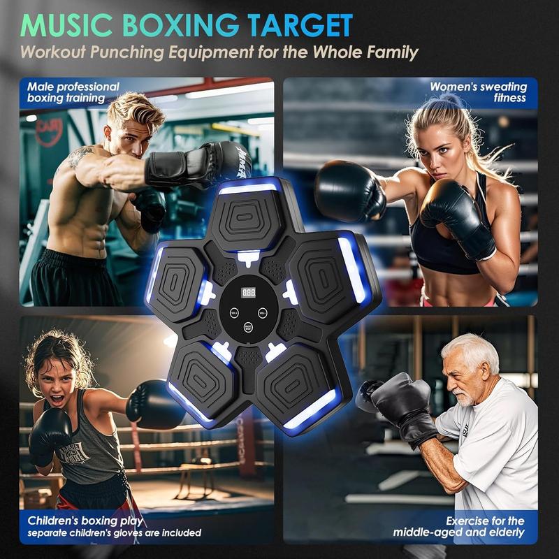 Smart Music Boxing Machine with Gloves – Wall Mounted Bluetooth Punch Trainer, 9 Speeds & 9 Modes for Adults and Kids