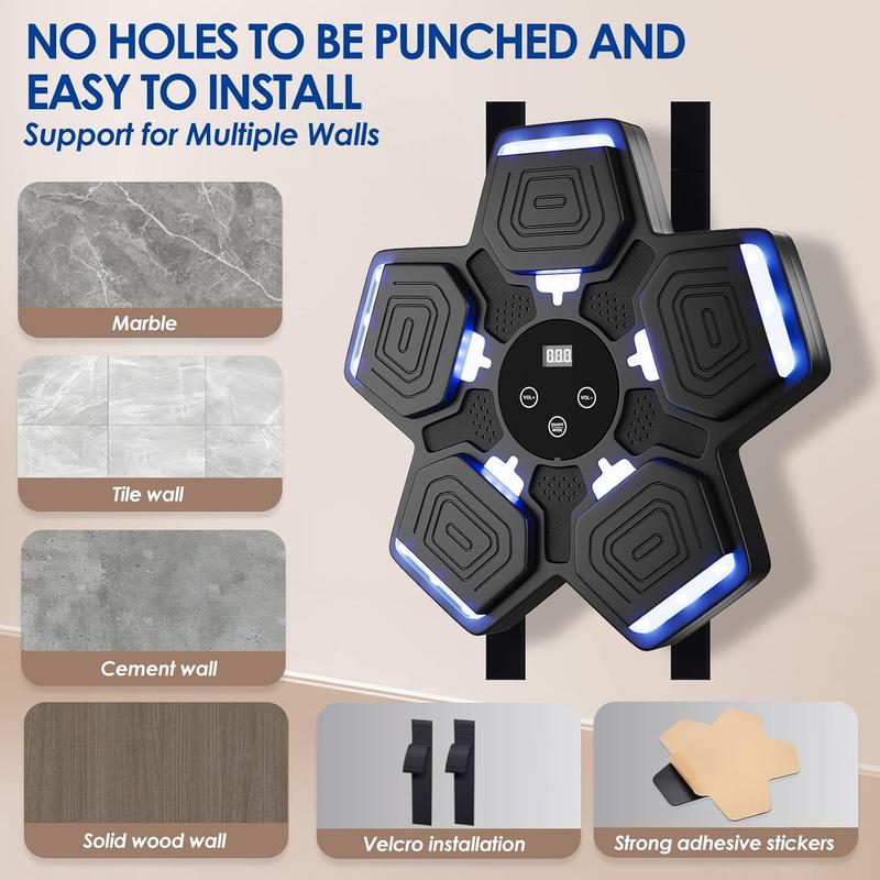 Smart Music Boxing Machine with Gloves – Wall Mounted Bluetooth Punch Trainer, 9 Speeds & 9 Modes for Adults and Kids
