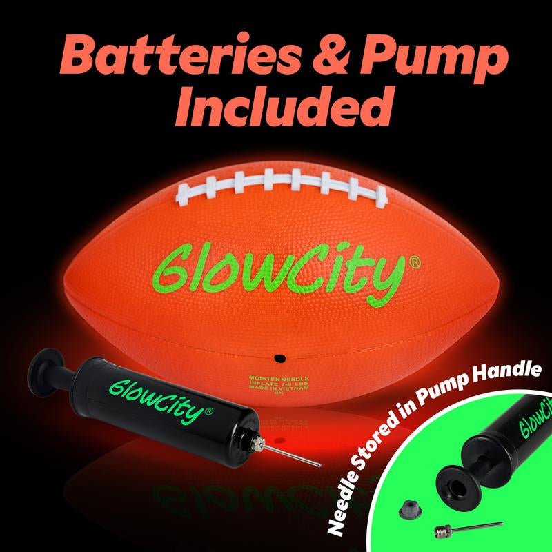 Glowcity Glow in the Dark Football - Light Up, Youth Size Footballs for Kids - LED Lights and Pre-Installed Batteries Included﻿