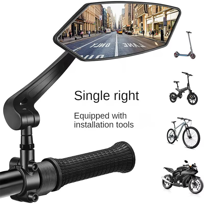 Adjustable Bike Rearview Mirror with Reflector – 360° Rotatable Handlebar Mirror for Bicycles and Electric Scooters
