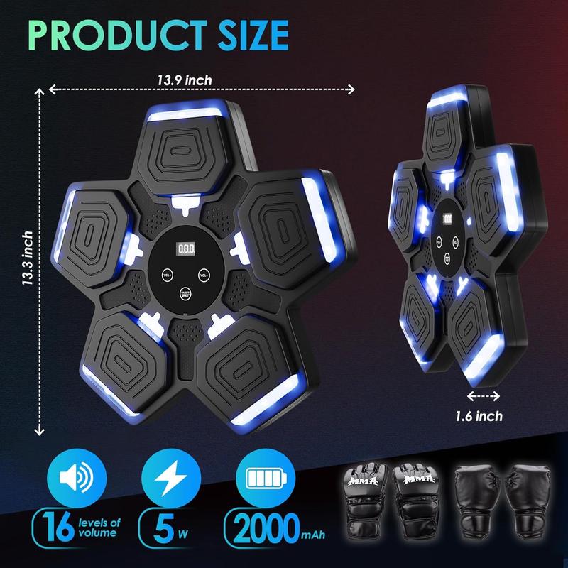 Smart Music Boxing Machine with Gloves – Wall Mounted Bluetooth Punch Trainer, 9 Speeds & 9 Modes for Adults and Kids