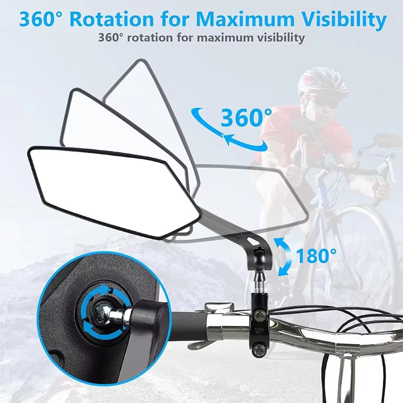 Adjustable Bike Rearview Mirror with Reflector – 360° Rotatable Handlebar Mirror for Bicycles and Electric Scooters