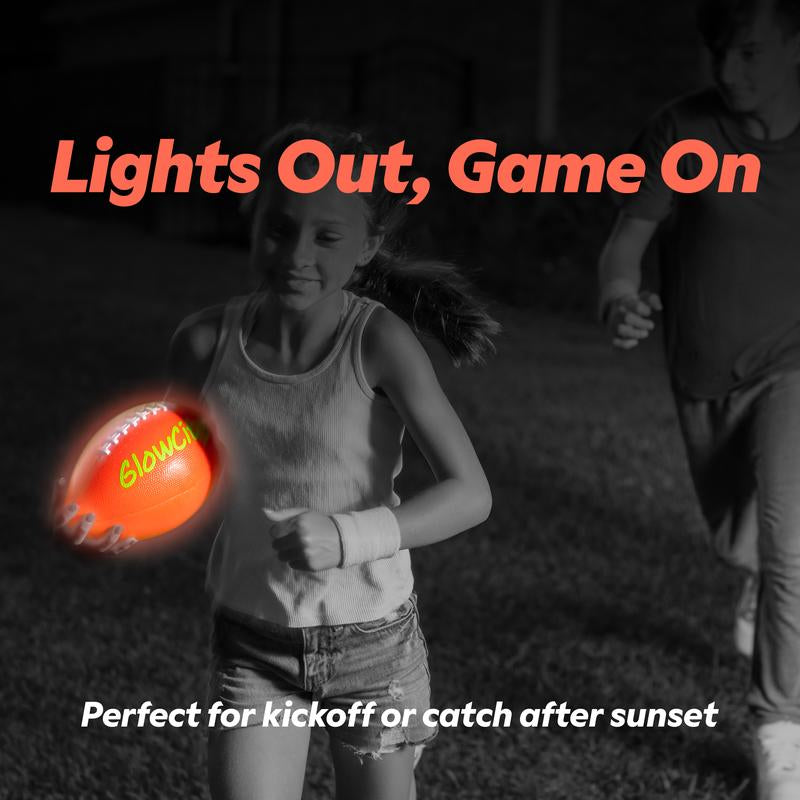 Glowcity Glow in the Dark Football - Light Up, Youth Size Footballs for Kids - LED Lights and Pre-Installed Batteries Included﻿